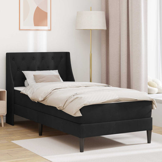 Struttura letto con materasso Nero 90 x 200 cm Velluto | homemem39