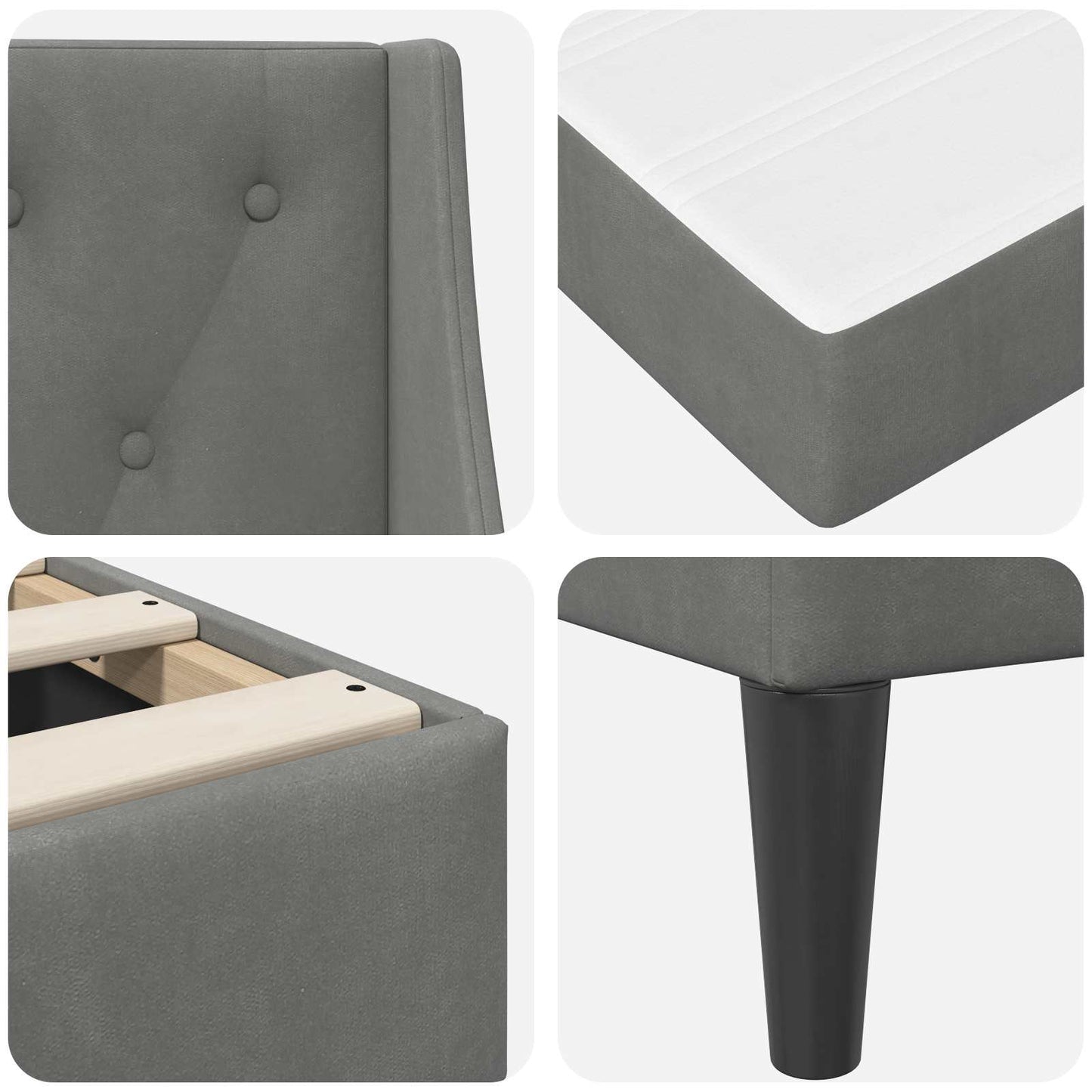 Struttura letto con materasso Grigio scuro 100 x 200 cm Velluto
