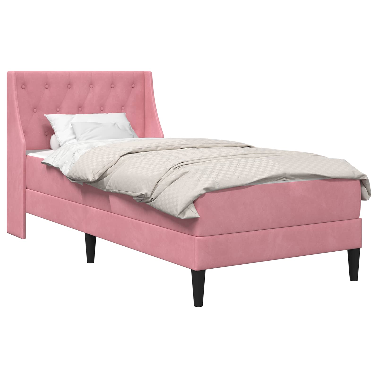 Struttura letto con materasso Rosa 100 x 200 cm Velluto | homemem39