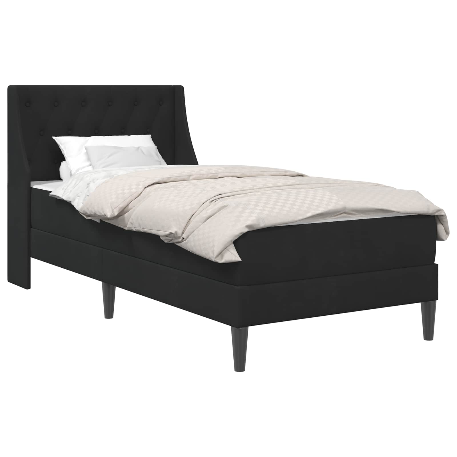 Struttura letto con materasso Nero 100 x 200 cm Velluto | homemem39