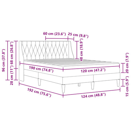 Struttura letto con materasso Grigio scuro 120 x 190 cm Velluto