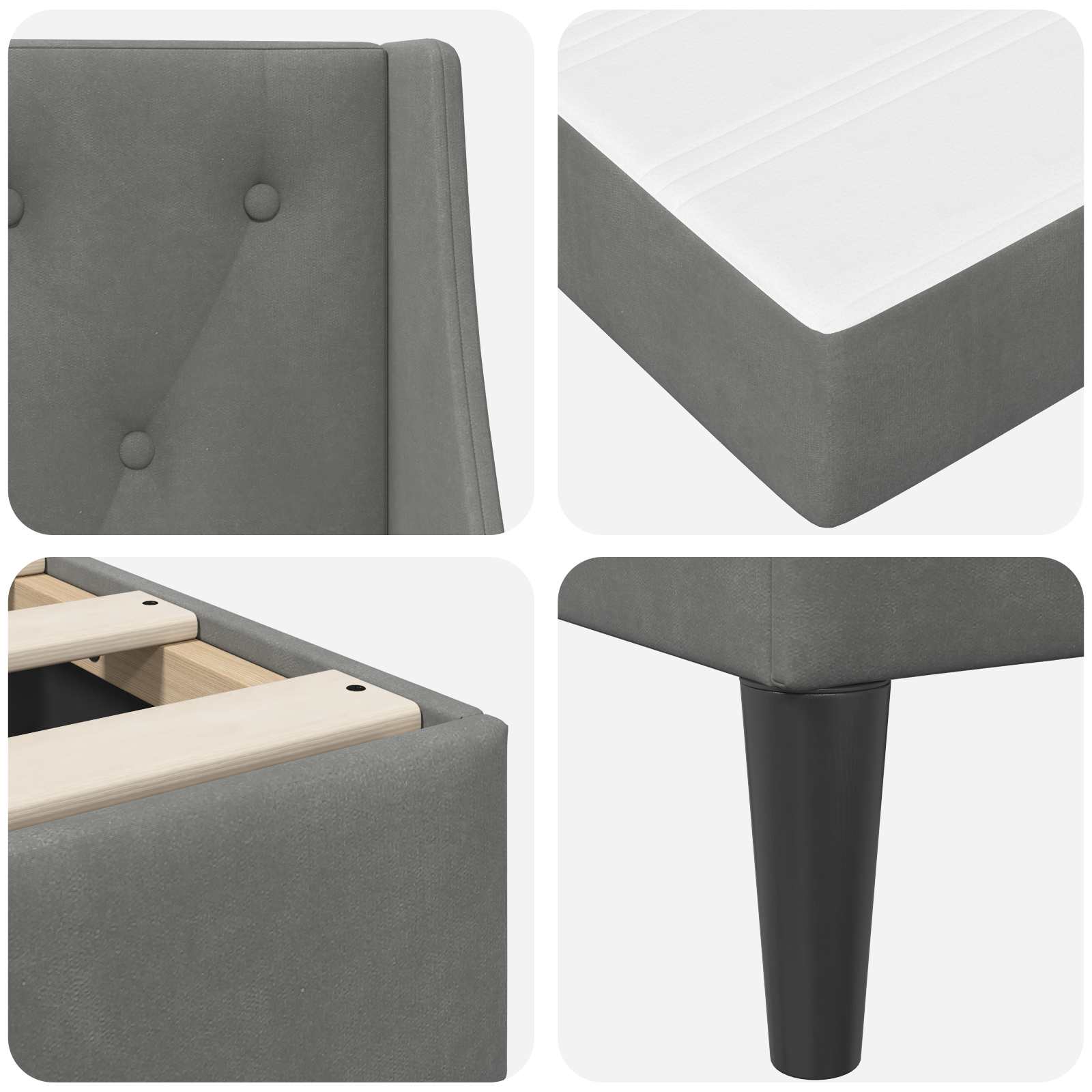Struttura letto con materasso Grigio scuro 140 x 190 cm Velluto | homemem39