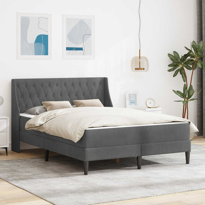 Struttura letto con materasso Grigio scuro 140 x 190 cm Velluto | homemem39
