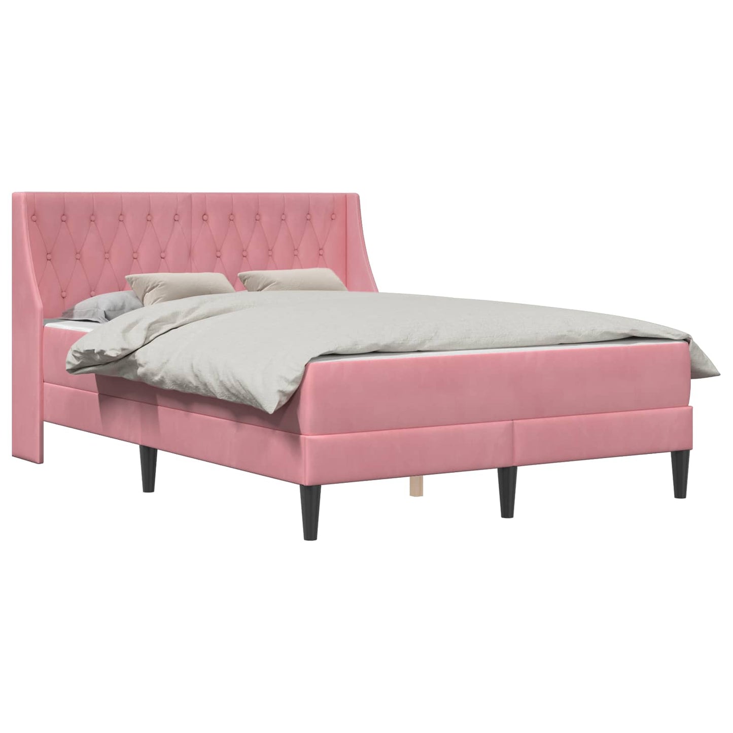 Struttura letto con materasso Rosa 140 x 190 cm Velluto