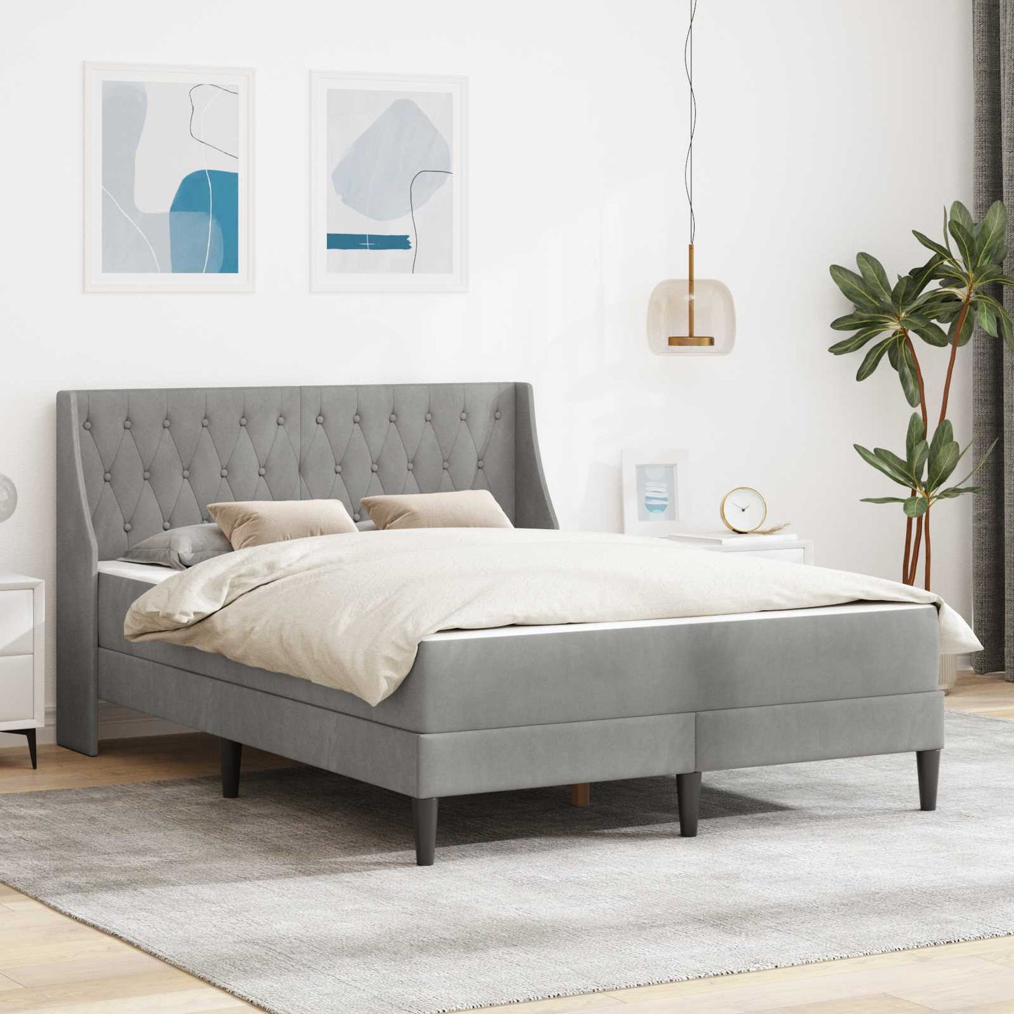 Struttura letto con materasso Grigio chiaro 180 x 200 cm | homemem39