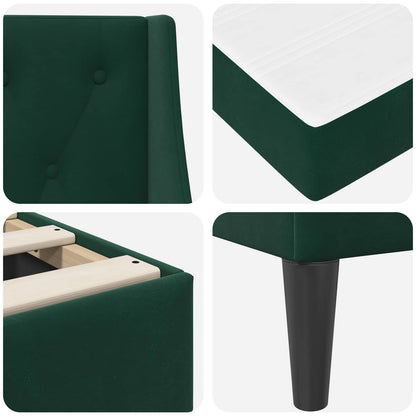 Struttura letto con materasso Verde Scuro 200 x 200 cm Velluto | homemem39