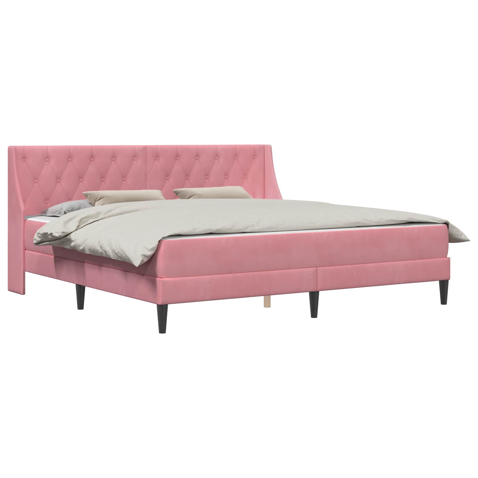 Struttura letto con materasso Rosa 200 x 200 cm Velluto | homemem39