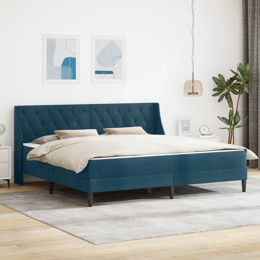Struttura letto con materasso Blu 200 x 200 cm Velluto | homemem39