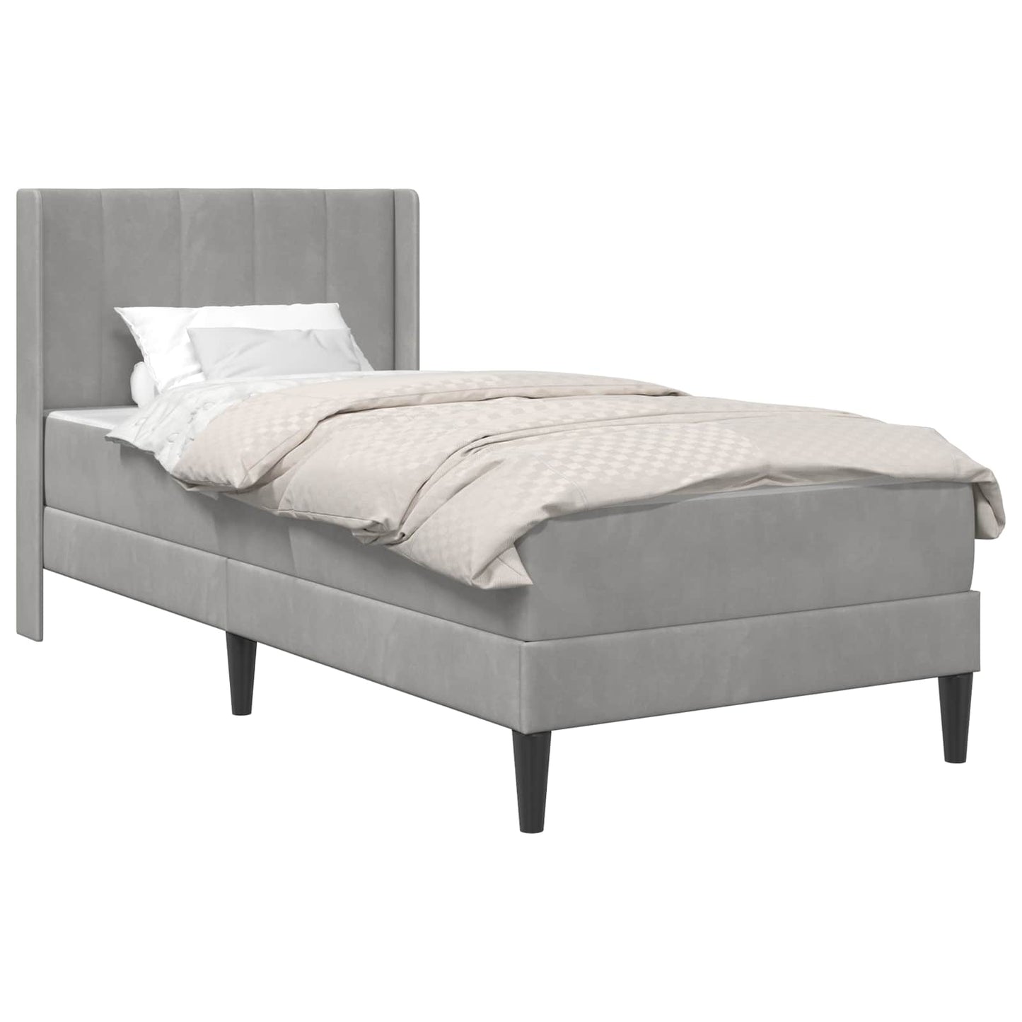 Struttura letto con materasso Grigio Chiaro 80 x 200 cm Velluto | homemem39