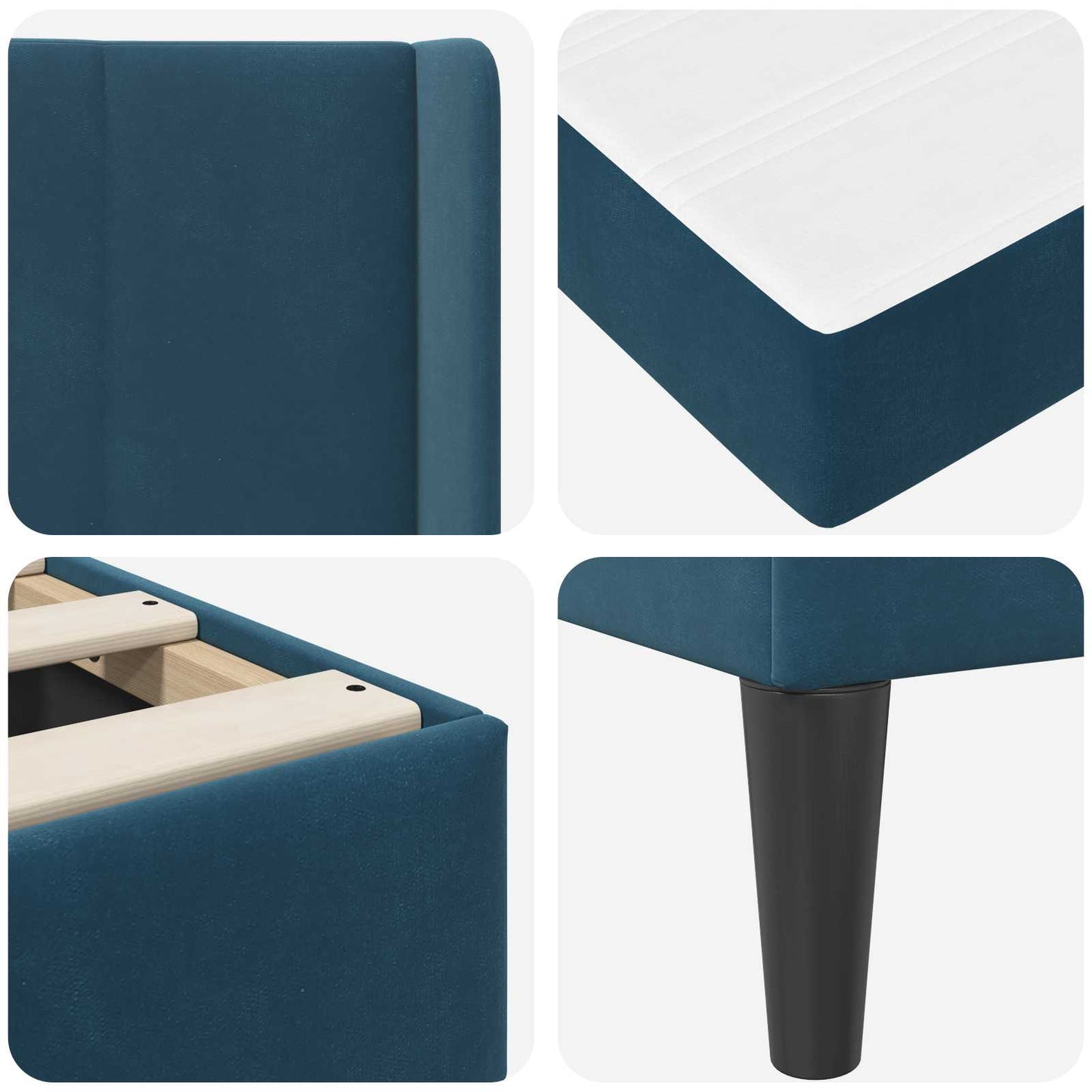 Struttura letto con materasso Blu 80 x 200 cm Velluto | homemem39