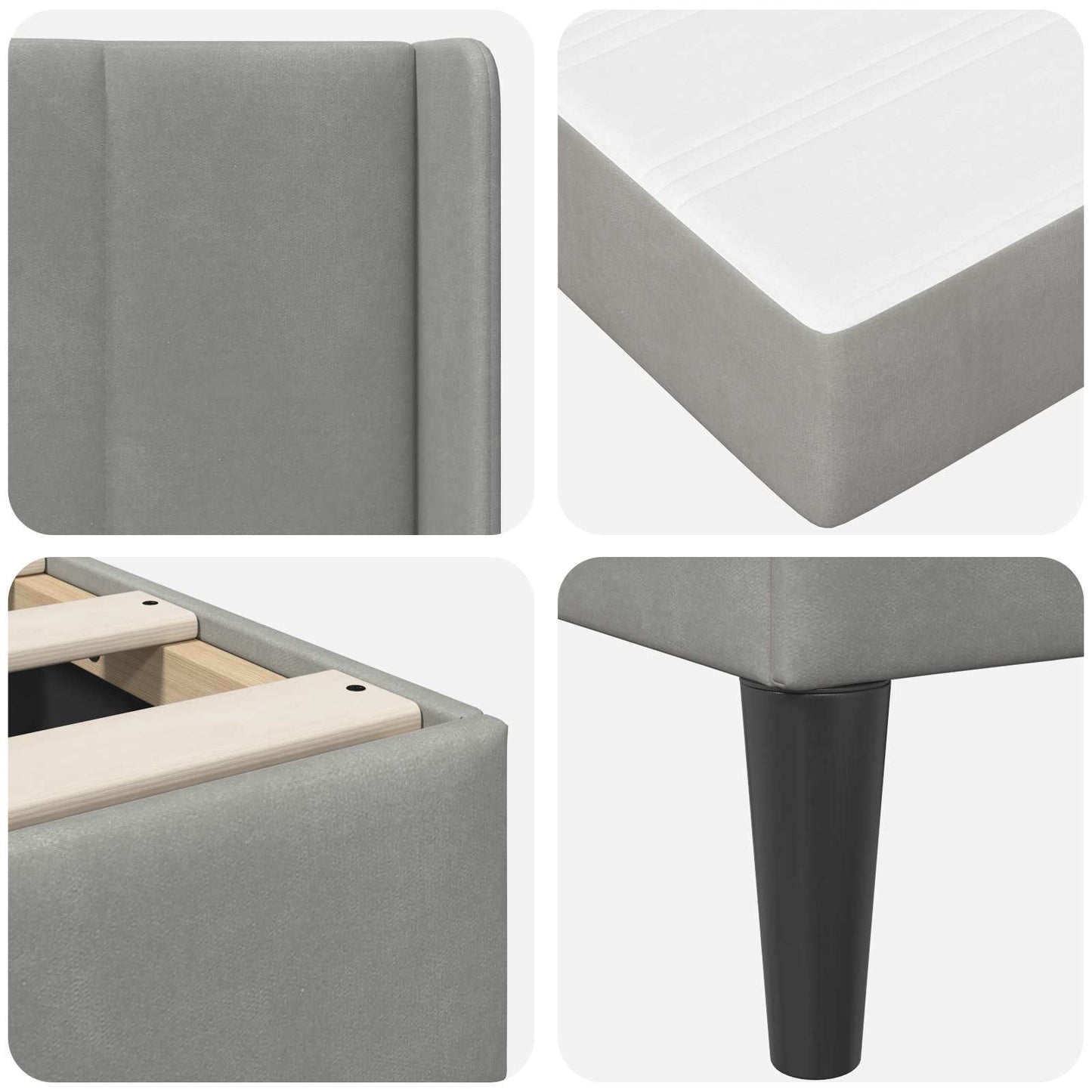 Struttura del letto Grigio chiaro 90 x 190 cm Velluto