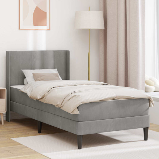 Struttura letto con materasso Grigio Chiaro 90 x 200 cm Velluto | homemem39