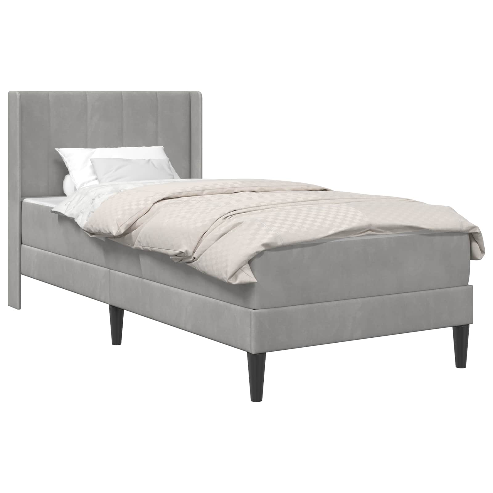 Struttura letto con materasso Grigio Chiaro 90 x 200 cm Velluto | homemem39