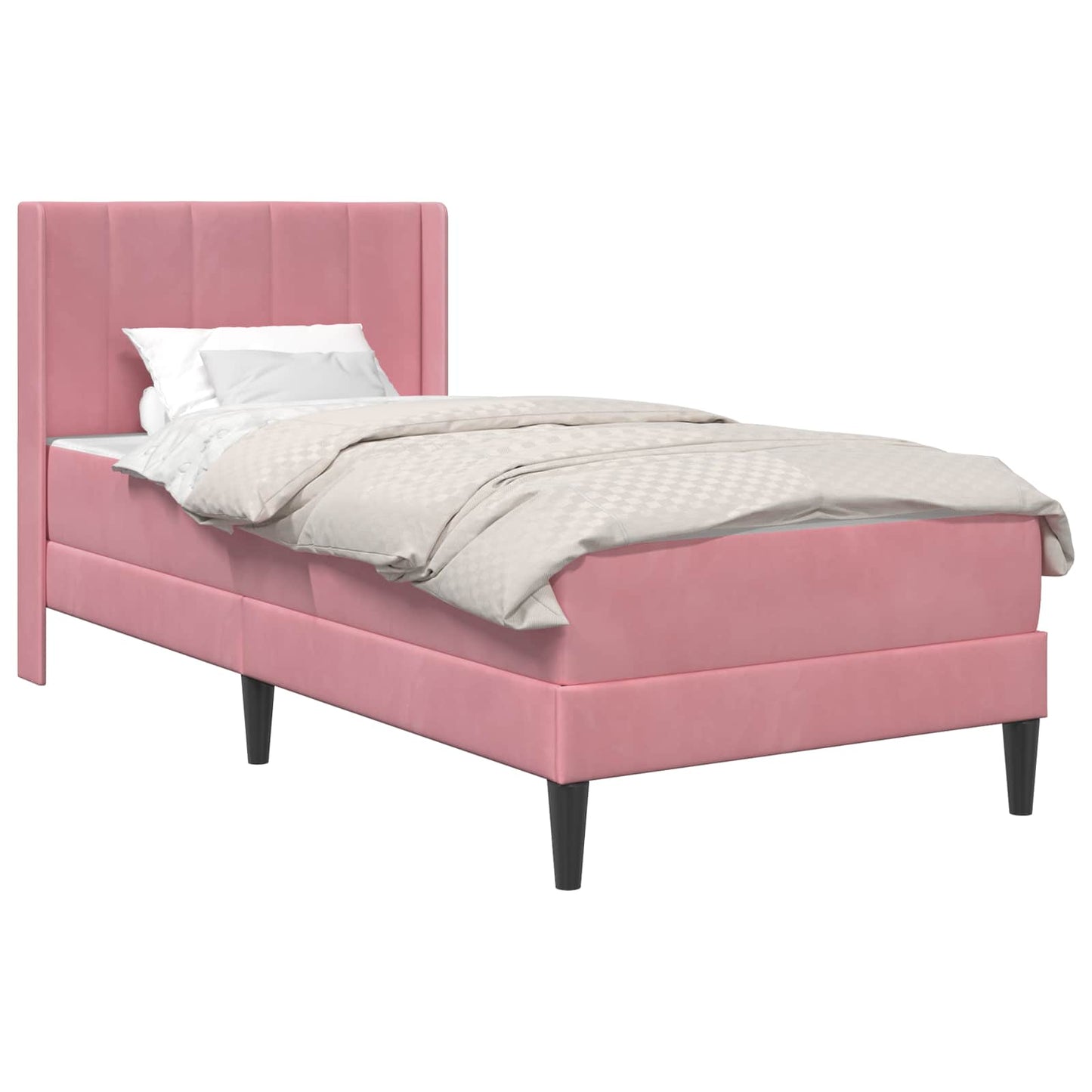 Struttura letto con materasso Rosa 100 x 200 cm Velluto | homemem39