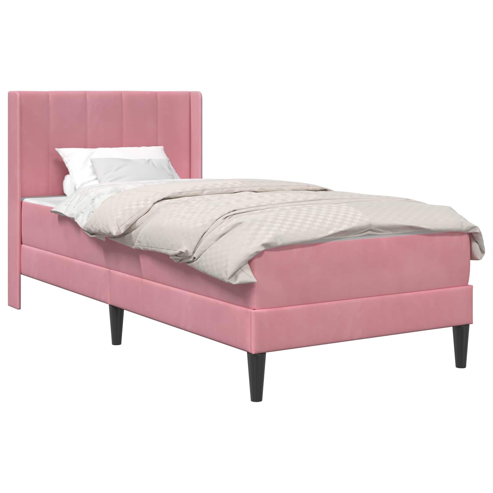 Struttura letto con materasso Rosa 100 x 200 cm Velluto | homemem39