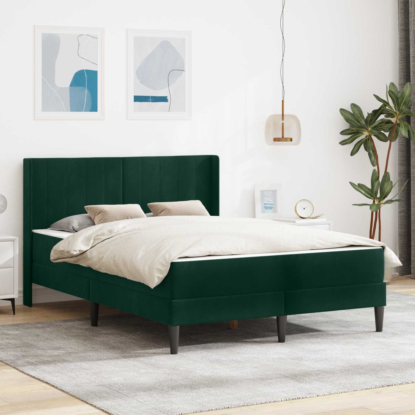 Struttura letto con materasso Verde Scuro 120 x 200 cm Velluto | homemem39