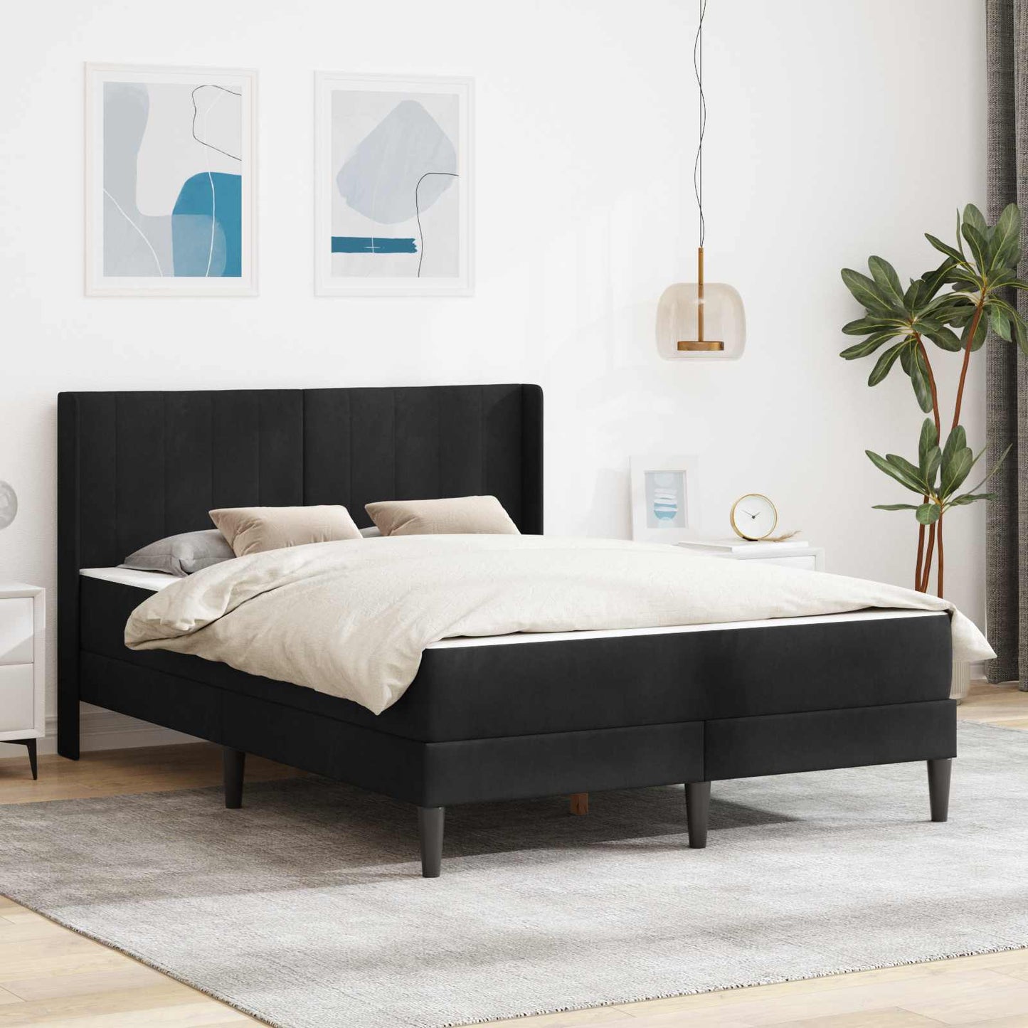 Struttura letto con materasso Nero 120 x 200 cm Velluto | homemem39