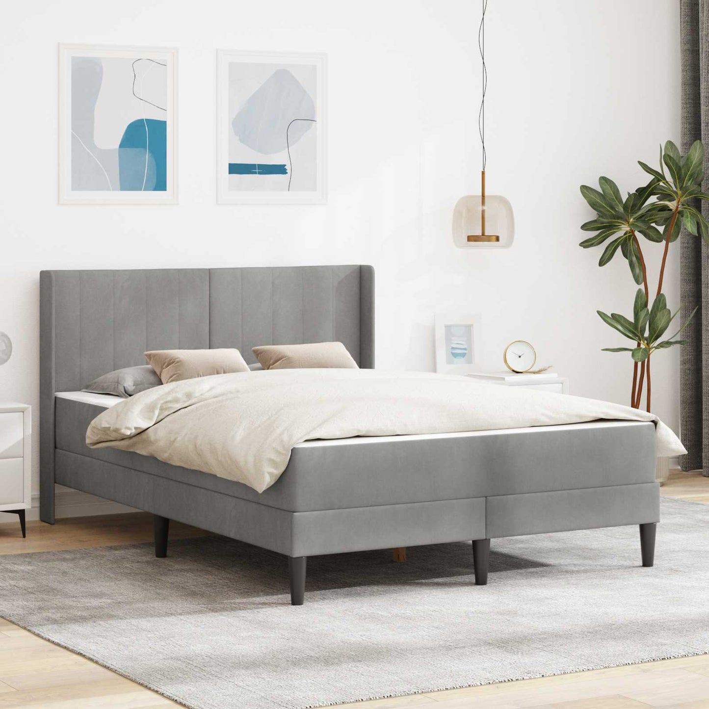 Struttura letto con materasso Grigio Chiaro 140 x 190 cm | homemem39