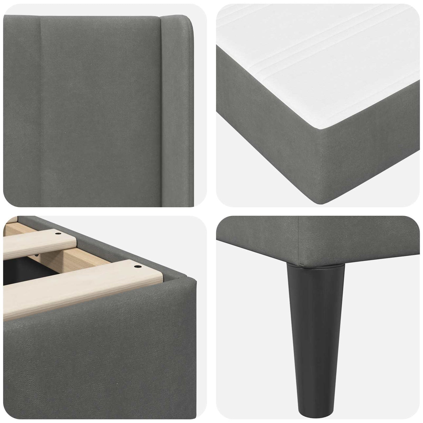 Struttura letto con materasso Grigio Scuro 140 x 190 cm Velluto | homemem39