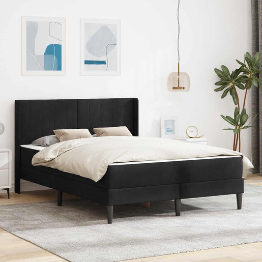 Struttura letto con materasso Nero 160 x 200 cm Velluto | homemem39