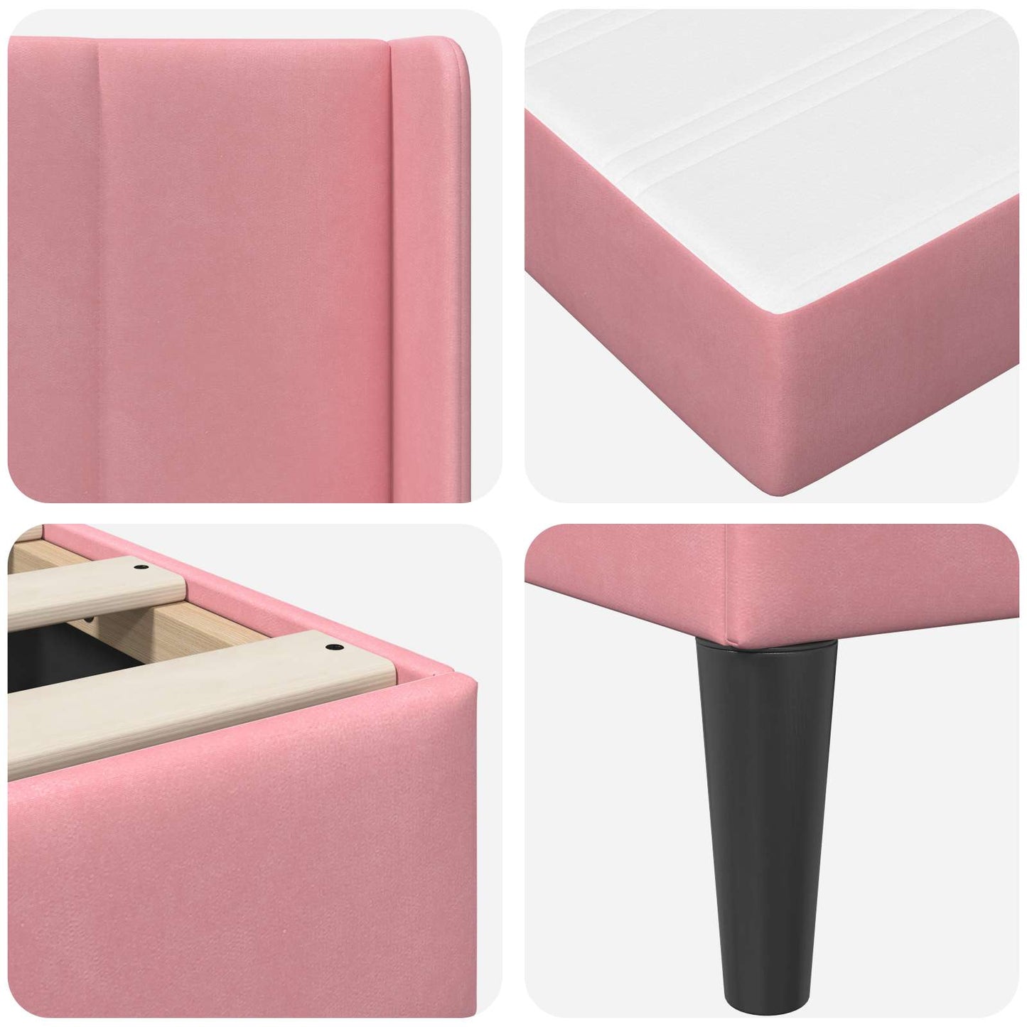 Struttura letto con materasso Rosa 180 x 200 cm Velluto | homemem39