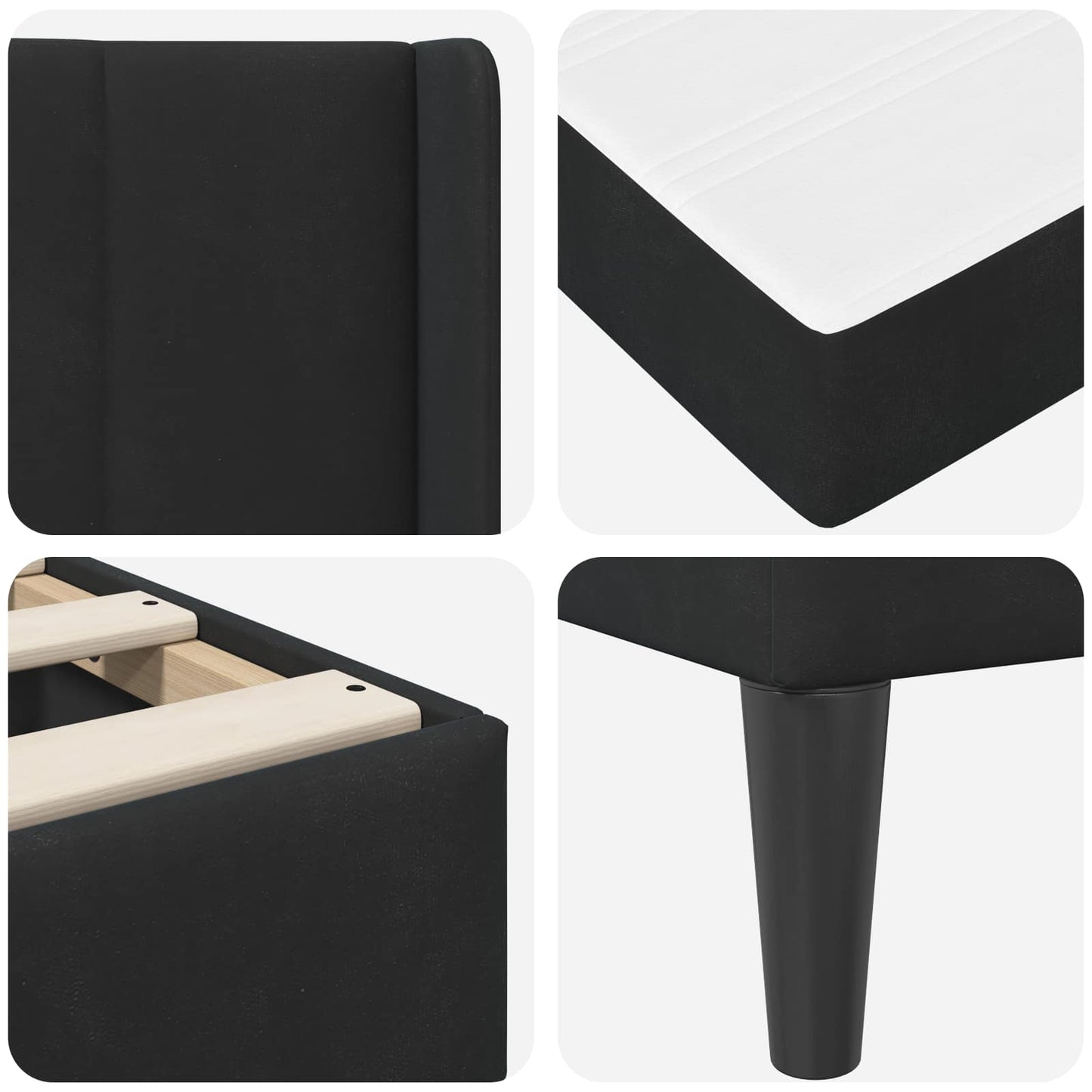 Struttura letto con materasso Nero 200 x 200 cm Velluto | homemem39