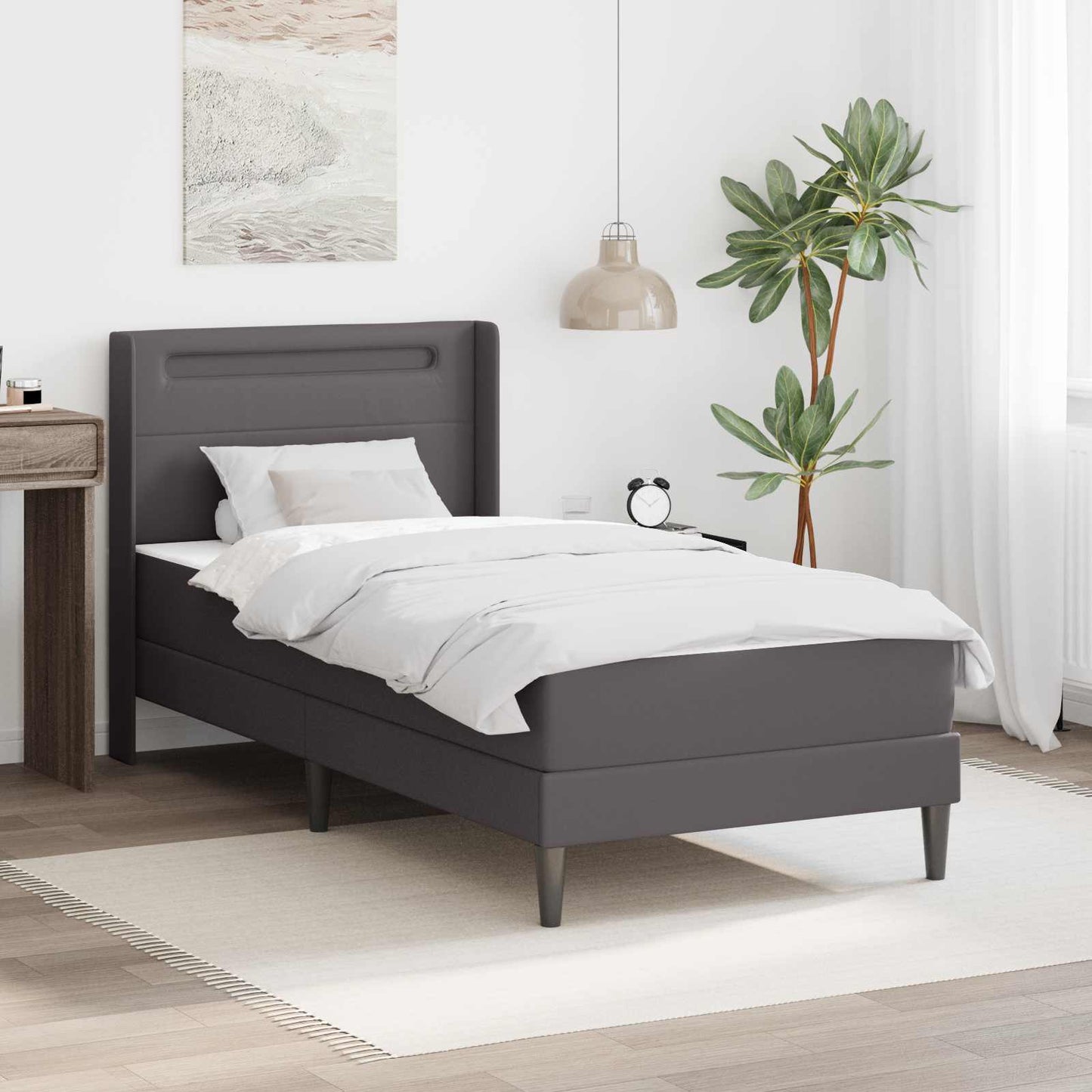 Struttura letto con materasso Grigio 90 x 200 cm Similpelle | homemem39