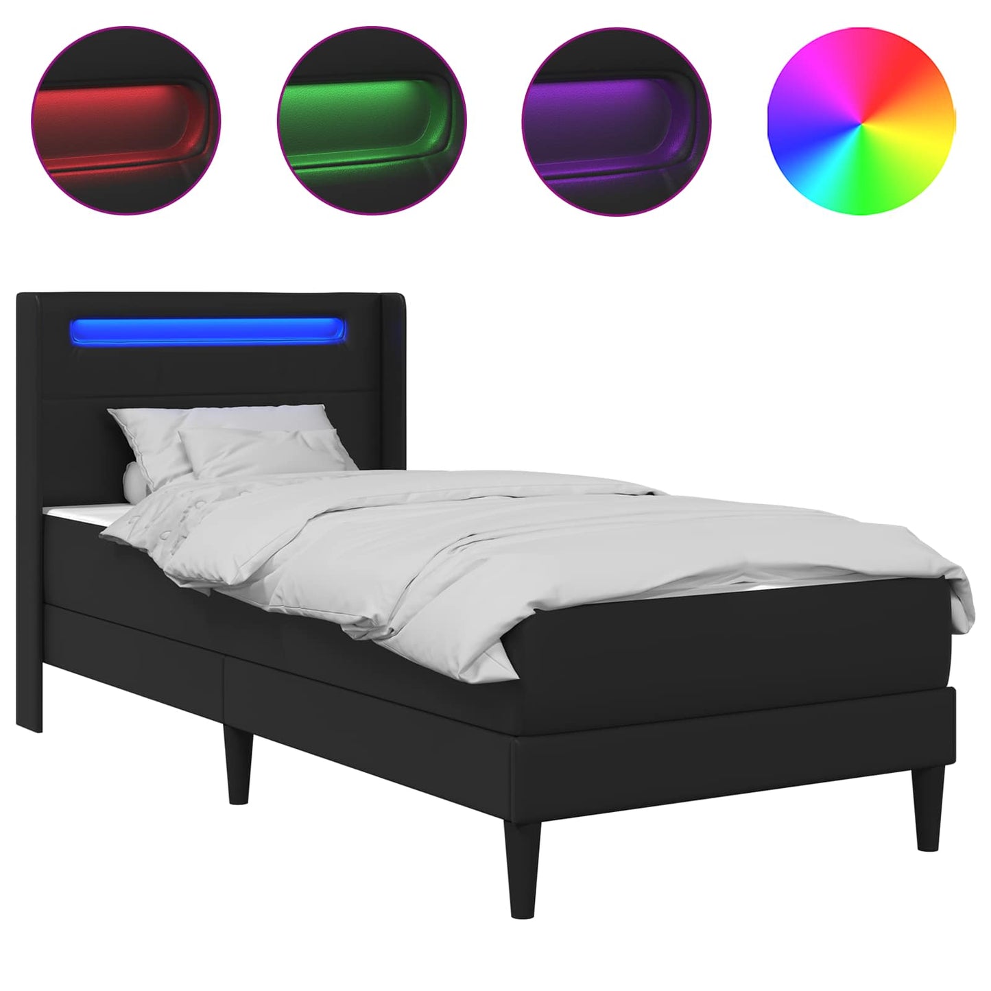 Struttura letto con materasso Nero 90 x 200 cm Similpelle | homemem39