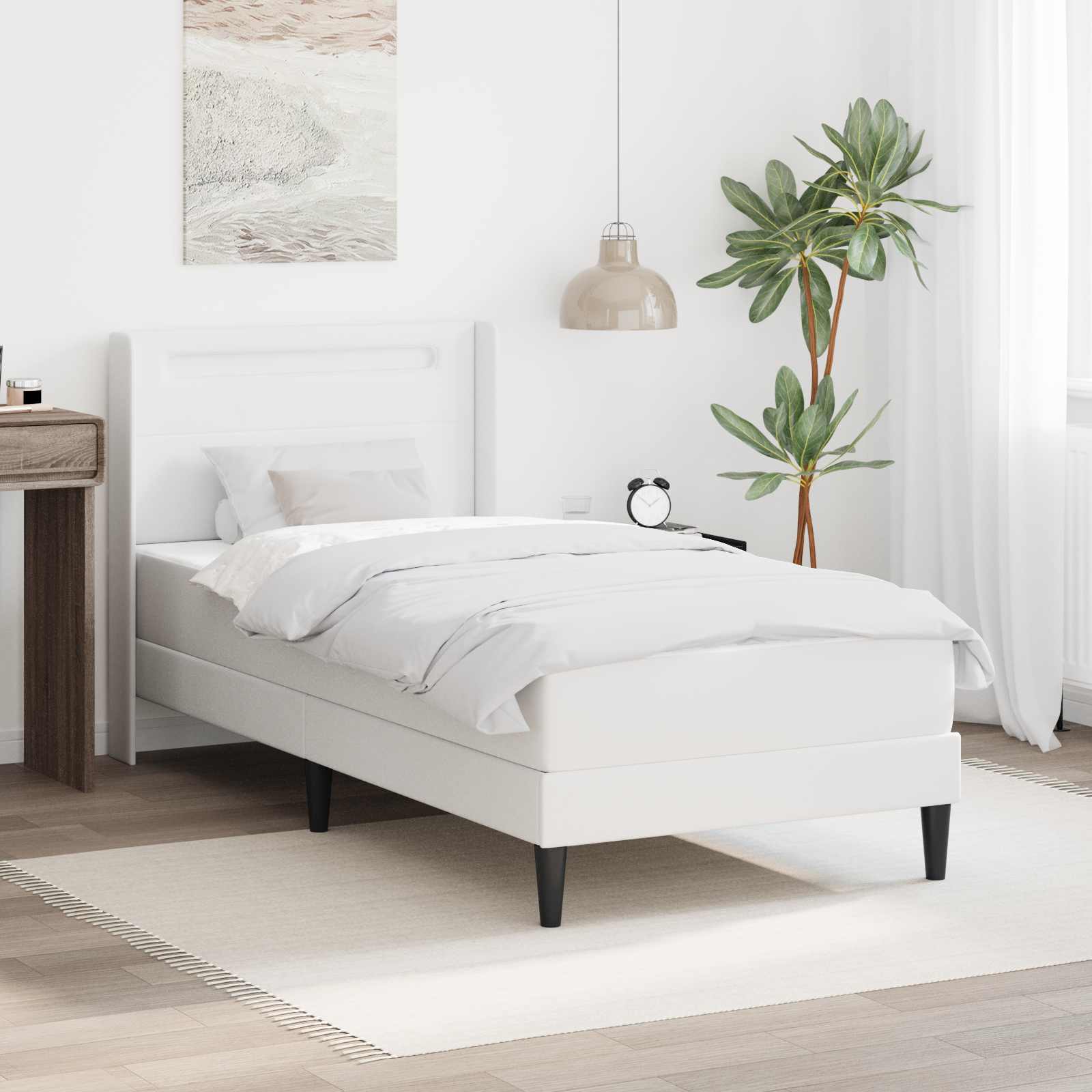 Struttura letto con materasso Bianco 90 x 200 cm Similpelle | homemem39