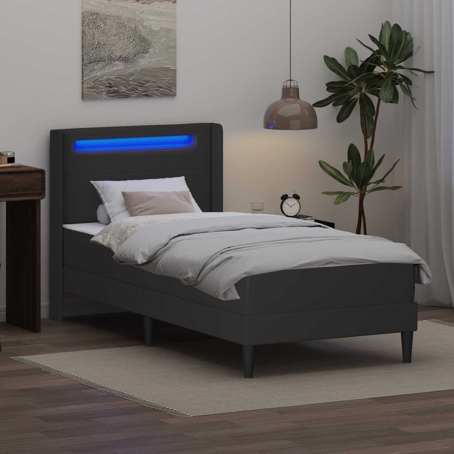 Struttura letto con materasso Grigio 100 x 200 cm Similpelle | homemem39