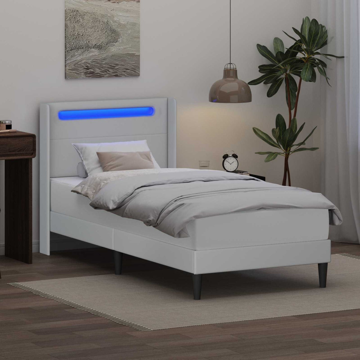 Struttura letto con materasso Bianco 100 x 200 cm Similpelle | homemem39