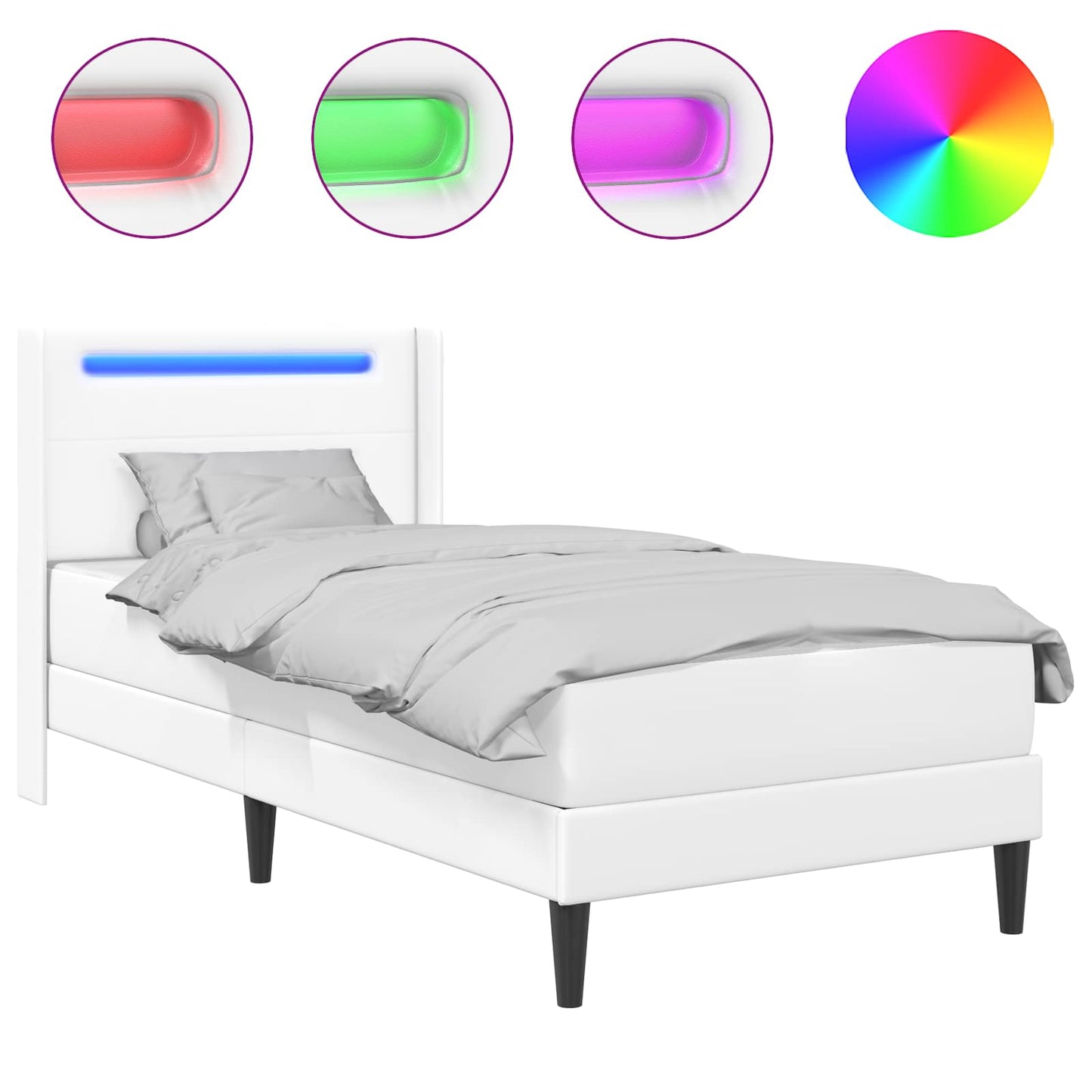 Struttura letto con materasso Bianco 100 x 200 cm Similpelle | homemem39