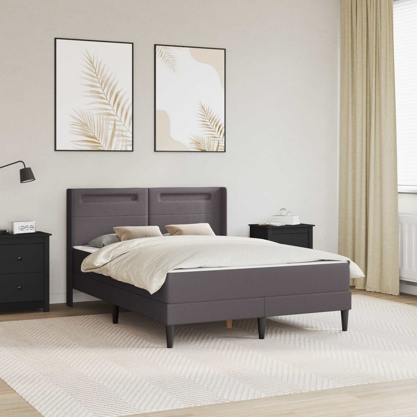 Struttura letto con materasso Grigio 140 x 190 cm Similpelle | homemem39