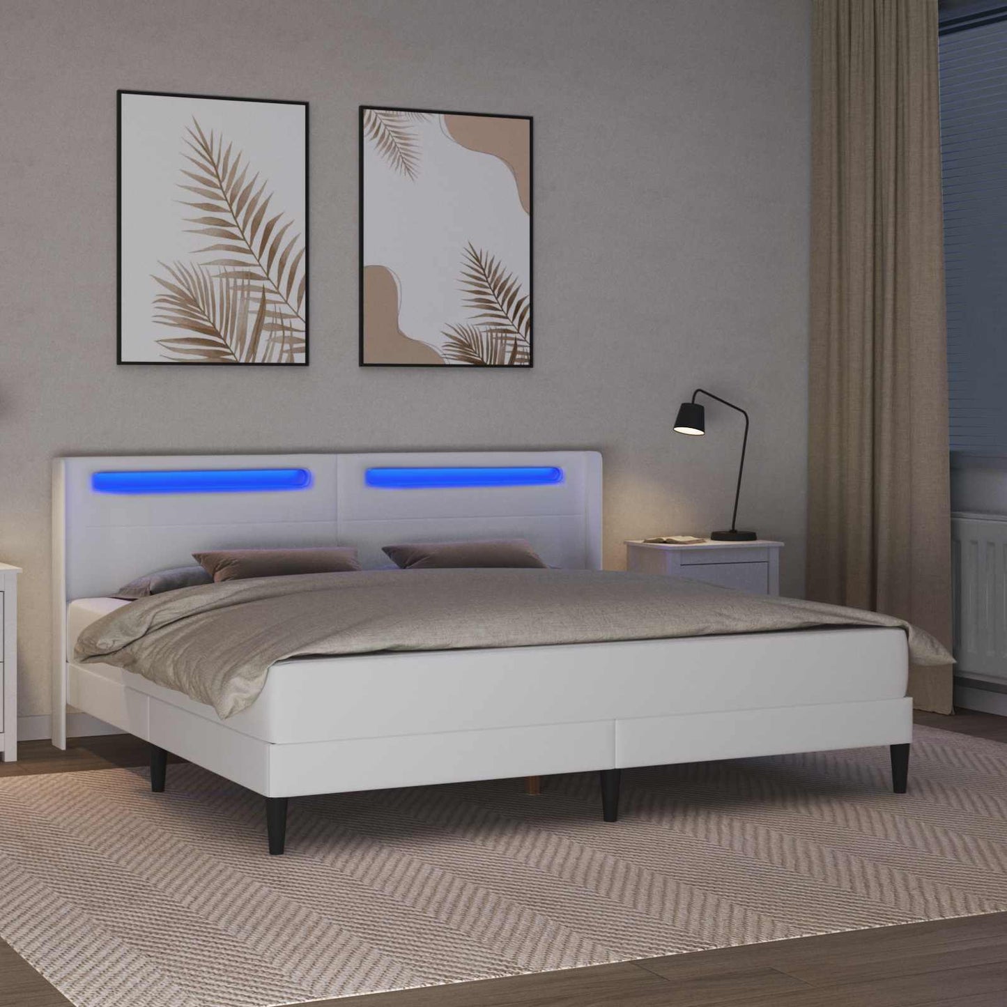 Struttura letto con materasso Bianco 180 x 200 cm Similpelle | homemem39