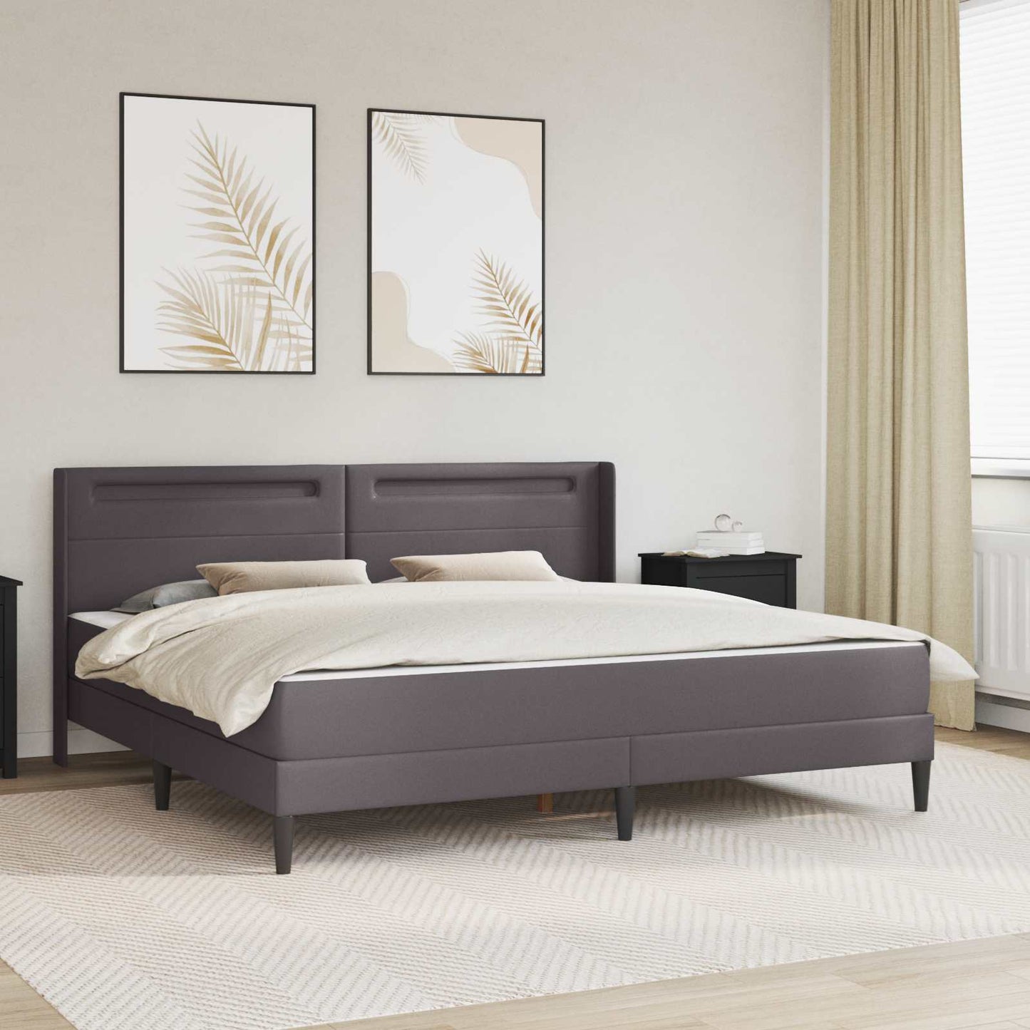 Struttura letto con materasso Grigio 200 x 200 cm Similpelle | homemem39