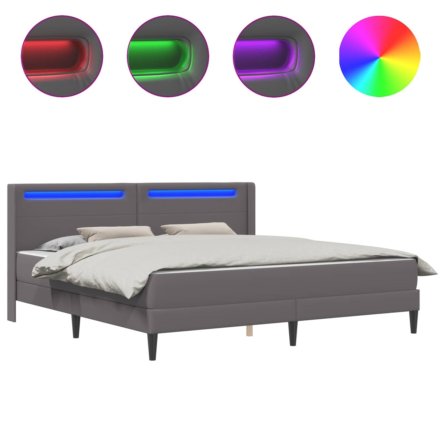 Struttura letto con materasso Grigio 200 x 200 cm Similpelle | homemem39