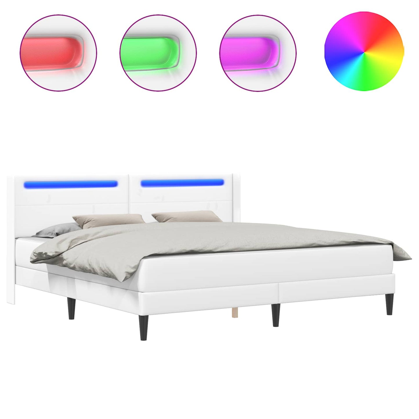 Struttura letto con materasso Bianco 200 x 200 cm Similpelle | homemem39