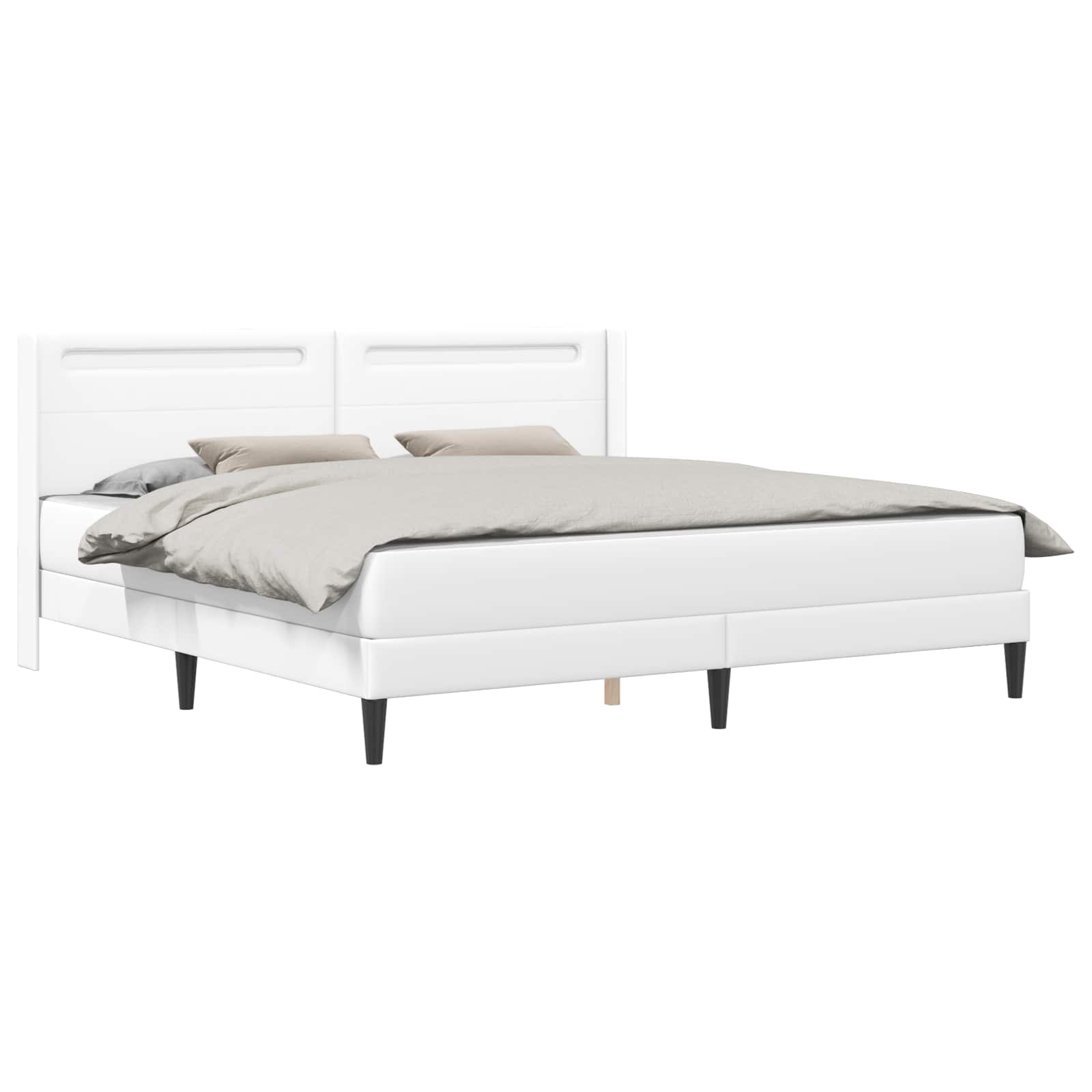 Struttura letto con materasso Bianco 200 x 200 cm Similpelle | homemem39