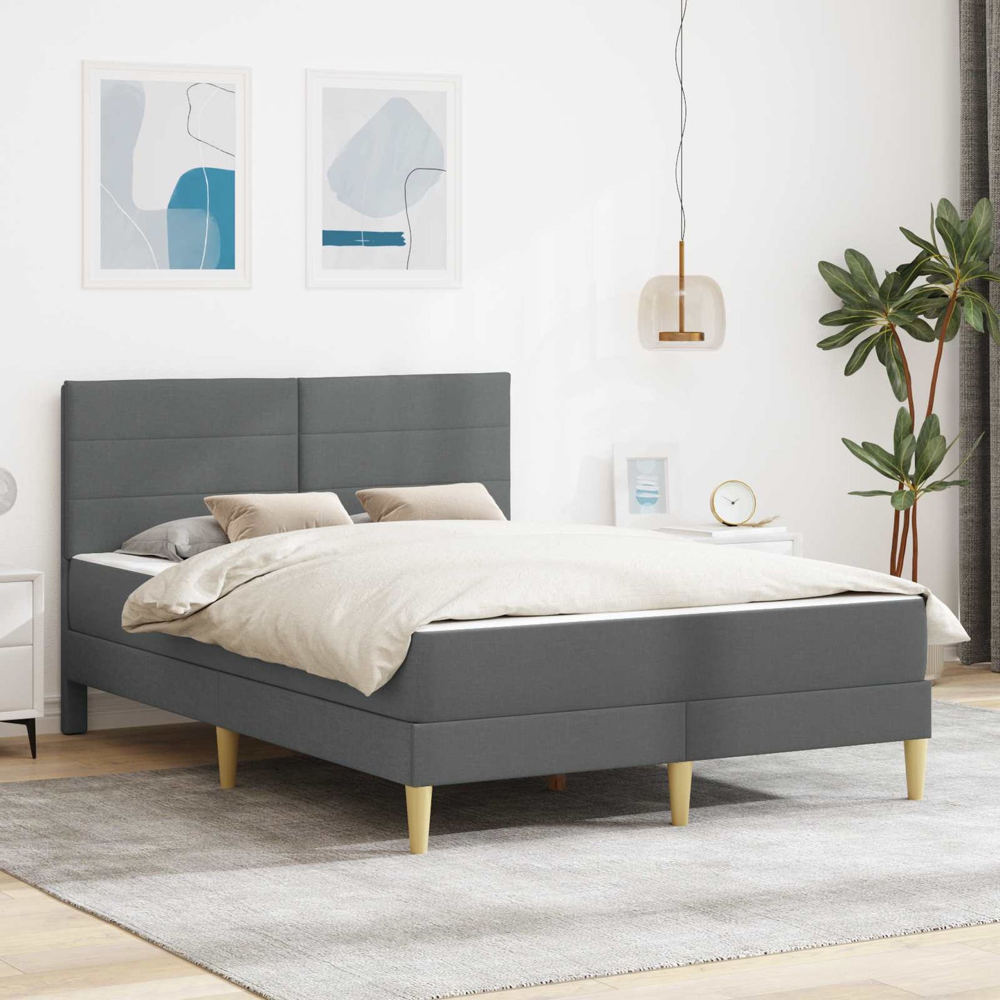 Struttura del letto Grigio scuro 140 x 200 cm Poliestere | homemem39