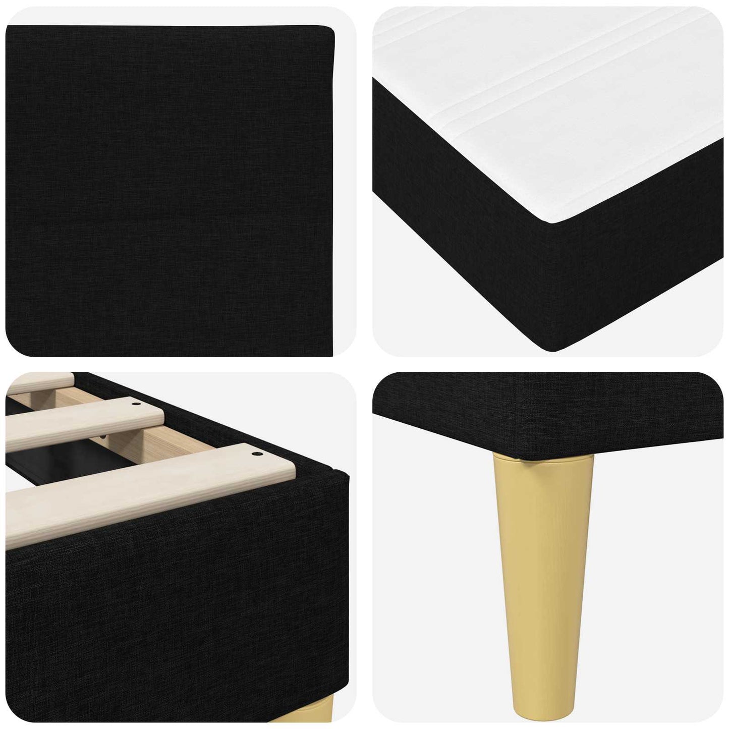 Struttura del letto Nero 160 x 200 cm Poliestere | homemem39