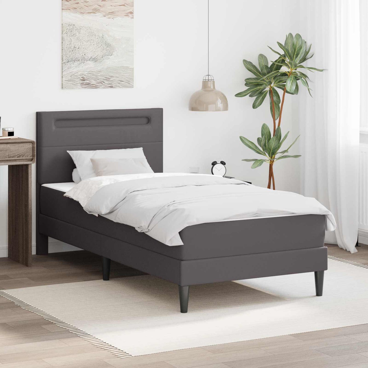 Struttura del letto con testiera Grigio 90 x 190 cm Similpelle | homemem39