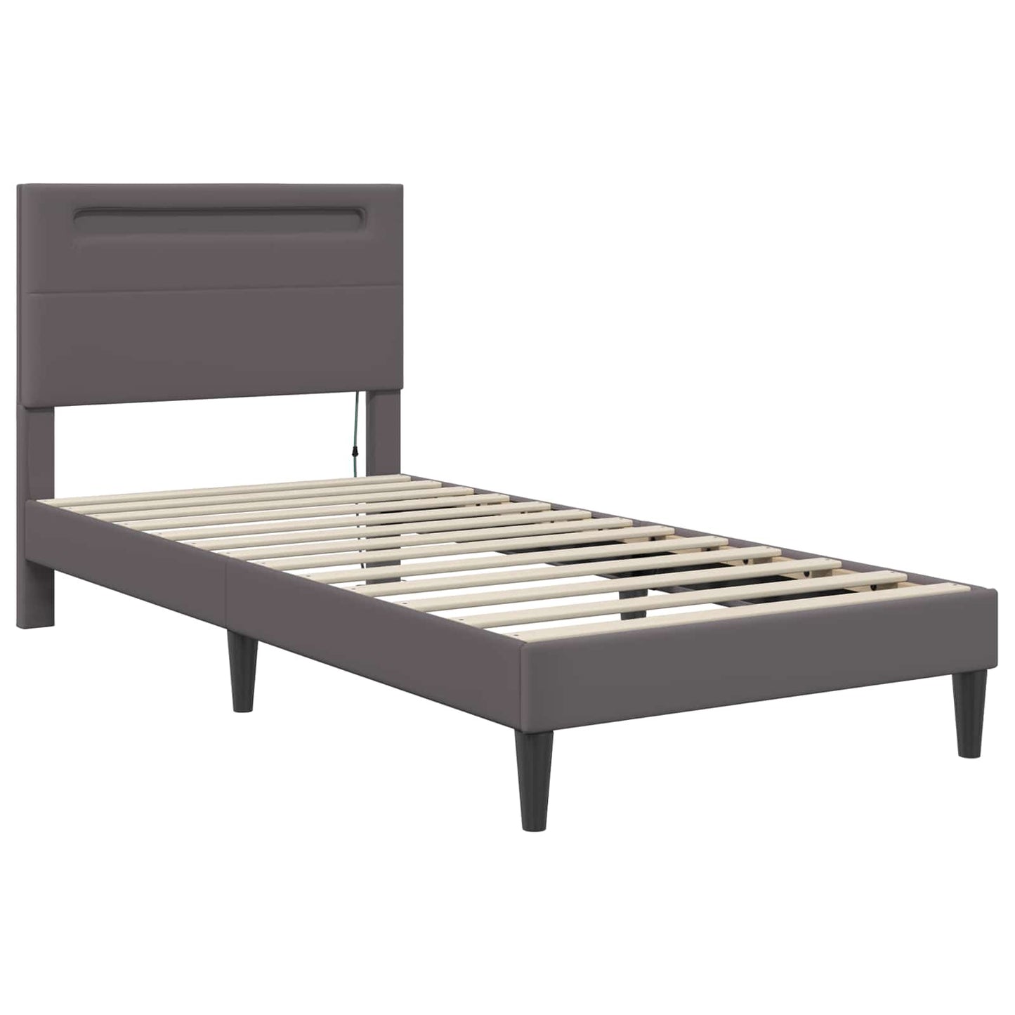 Struttura del letto con testiera Grigio 90 x 190 cm Similpelle | homemem39