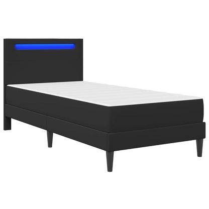 Struttura del letto con strisce LED Nero 90 x 190 cm Similpelle | homemem39