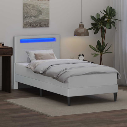 Struttura del letto con testiera Bianco 90 x 190 cm Similpelle | homemem39