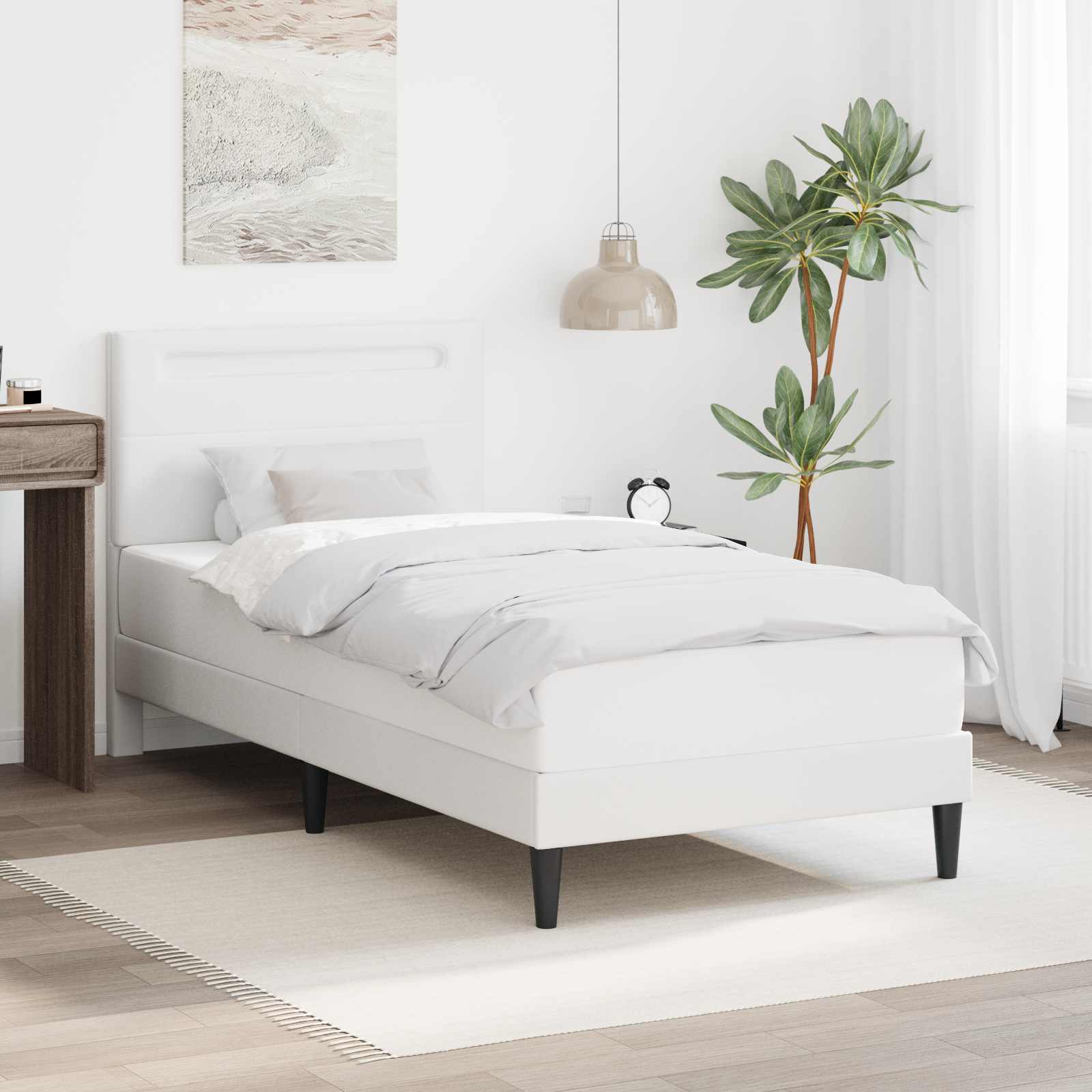 Struttura del letto con testiera Bianco 90 x 190 cm Similpelle | homemem39