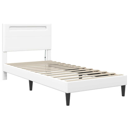 Struttura del letto con testiera Bianco 90 x 190 cm Similpelle | homemem39