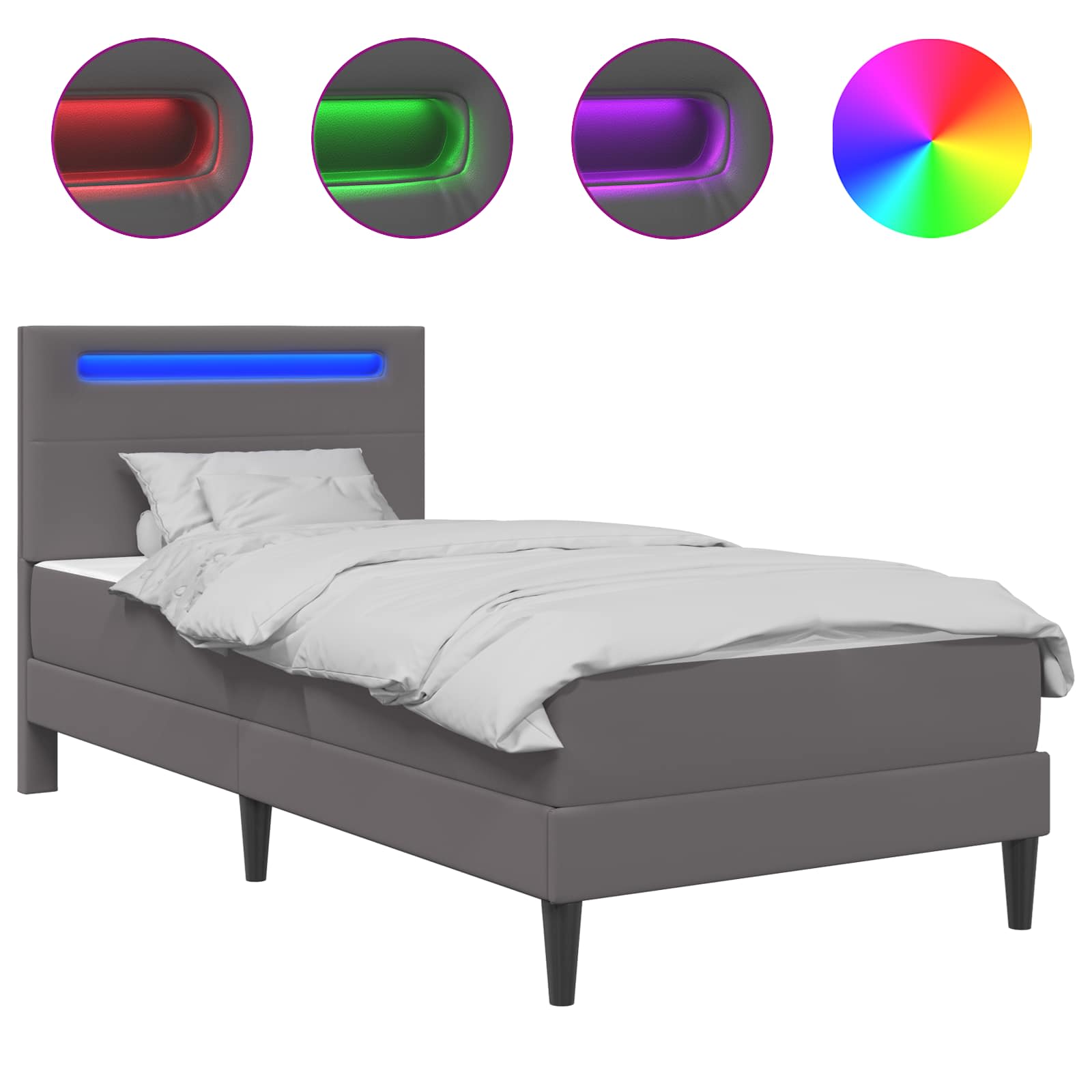 Struttura del letto con testiera Grigio 90 x 200 cm Similpelle | homemem39