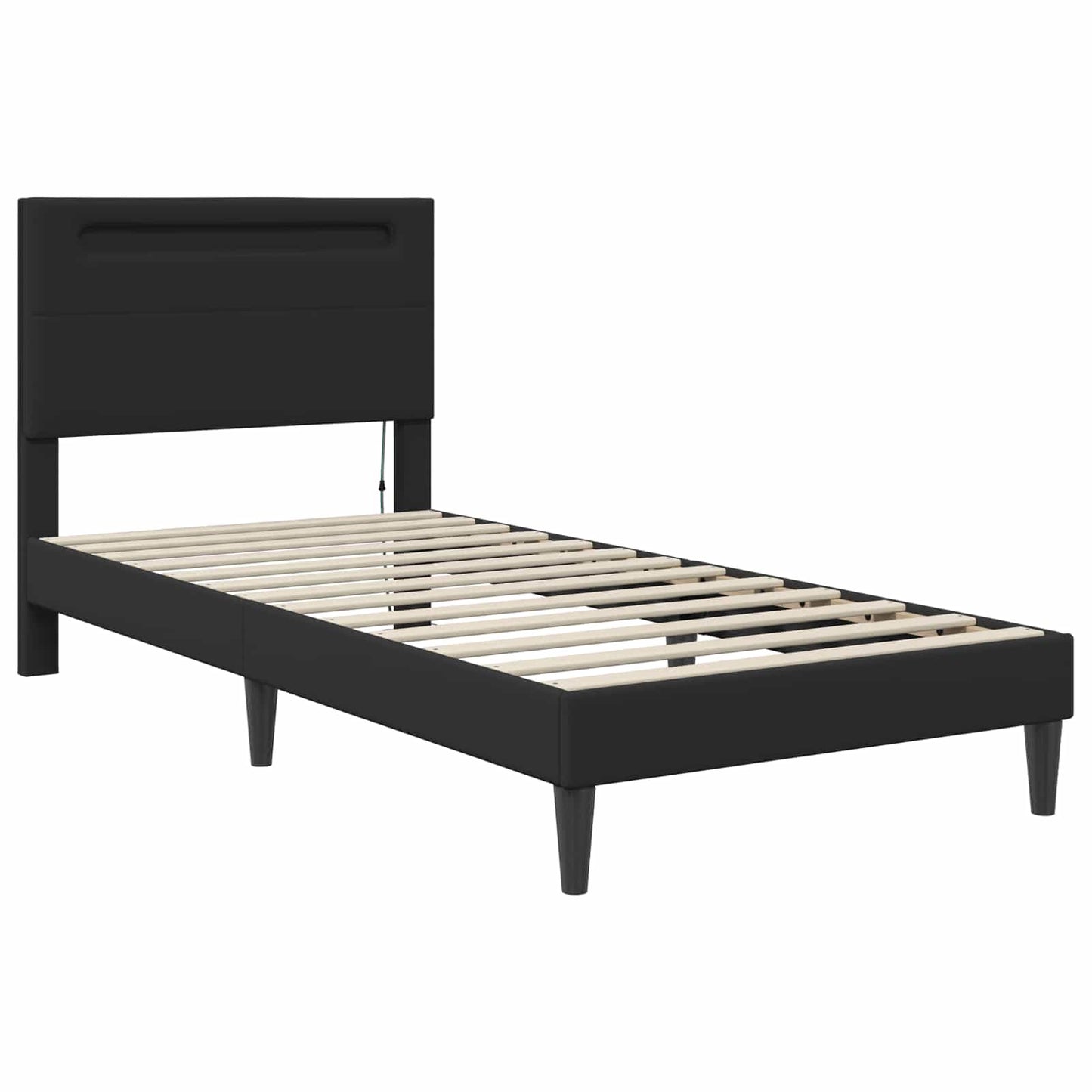 Struttura del letto con strisce LED Nero 90 x 200 cm Similpelle | homemem39