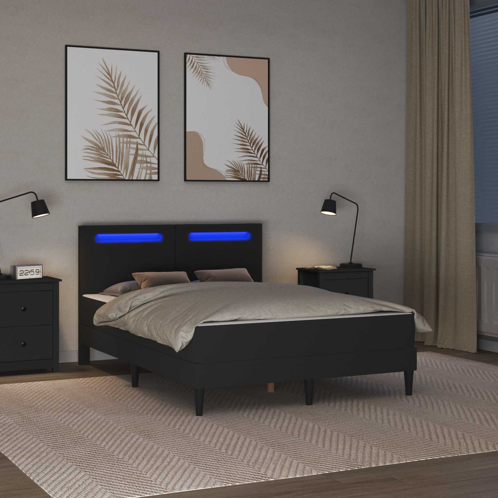 Struttura del letto con testiera Nero 120 x 200 cm Similpelle | homemem39