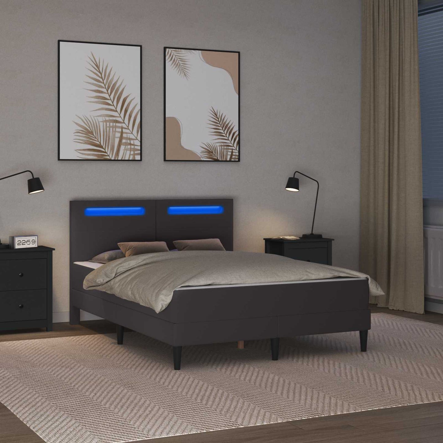 Struttura del letto con testiera Grigio 140 x 190 cm Similpelle | homemem39